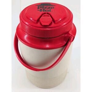 Vintage 80s PIZZA HUT Gott Water Jug Cooler Thermos Half Gallon #1502 Beige Red